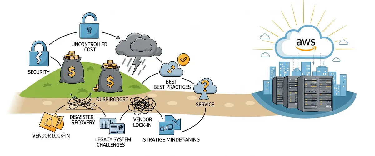 Blog post image for How to Avoid Common Cloud Services Mistakes - This article will cover common mistakes made when implementing cloud services and offer solutions to avoid them. The introduction will explain the importance of avoiding these mistakes. The article will then discuss specific mistakes such as not fully understanding the service, not securing resources, lack of monitoring, no disaster recovery plan, vendor lock-in and lack of compliance, outdated software, scalability issues, cost concerns, lack of exit strategy, migration and backup/recovery plan. The conclusion will summarize key points and provide additional resources.