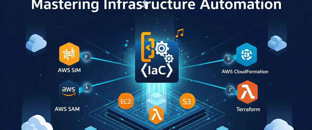 Blog post image for Infrastructure Automation on AWS: CloudFormation, SAM, and Terraform for IaC - Scalable, resilient systems need infrastructure you can define in code. This post walks through how AWS CloudFormation, AWS SAM, and Terraform automate infrastructure in a cloud native AWS setup.