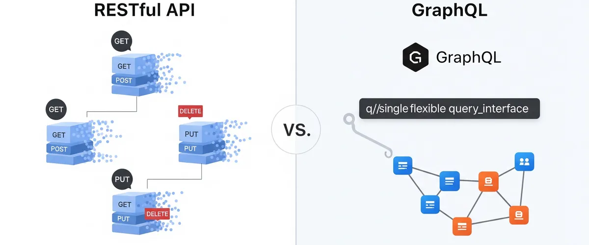 Blog post image for RESTful API vs. GraphQL: Which API is the Right Choice for Your Project? - How RESTful and GraphQL APIs compare for a real-time data application, and how to decide between the tried-and-true REST approach and the more flexible GraphQL approach for your project.